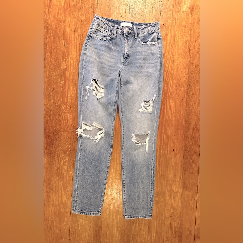 Women’s Vervet Blue Begin Again distressed rigid mom jeans, 25